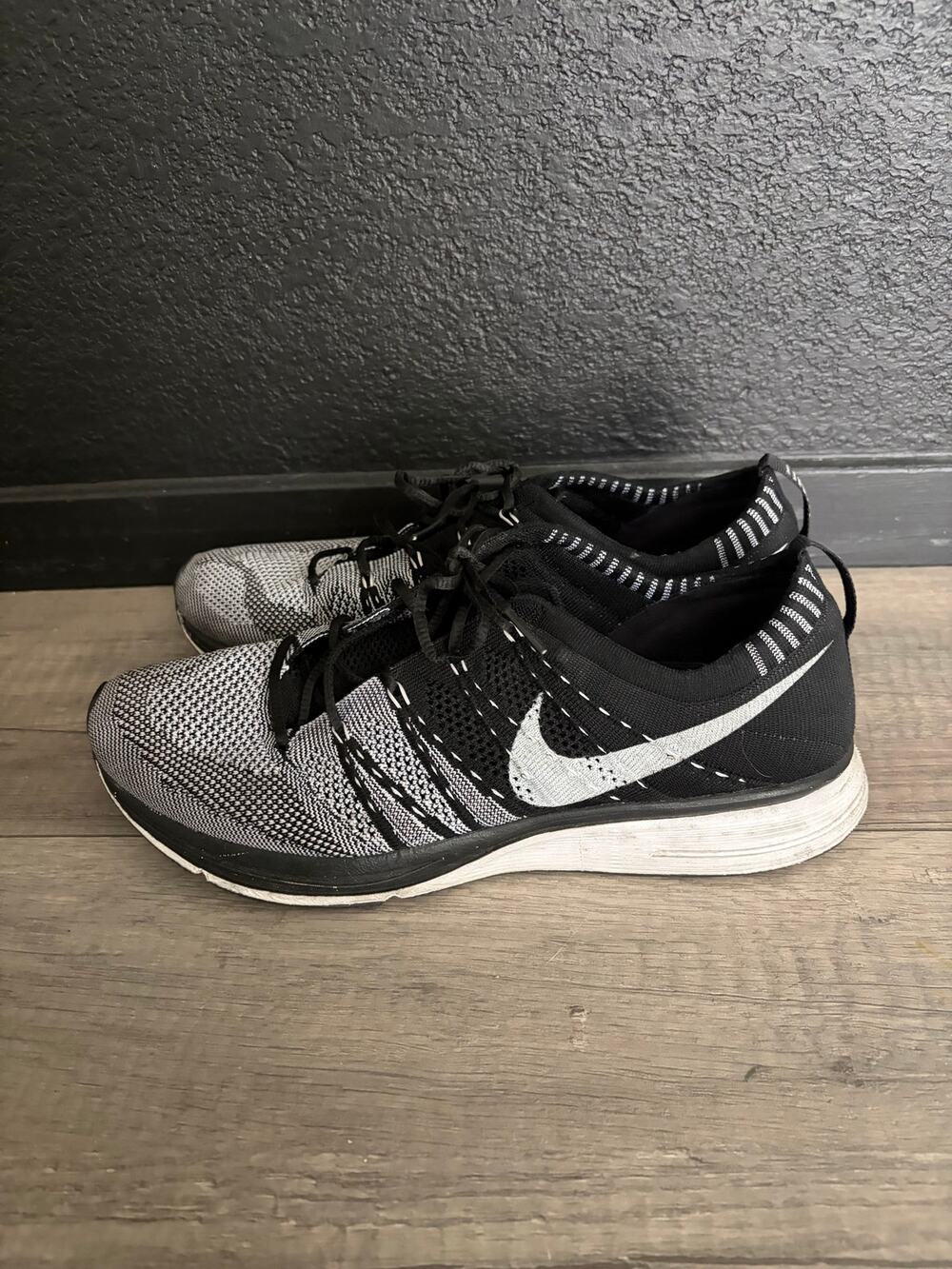 2012 NIKE FLYKNIT TRAINER+ OREO RACER ONE BLACK WHITE 532984-010 9.6